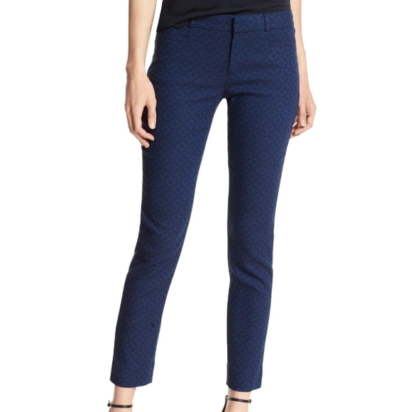 Pantaloni Banana Republic Sloan Nuovi Con Etichette – Taglie 0,2,14, Slim Alla Caviglia, Fantasia Geometrica Jacquard, Colore Tan